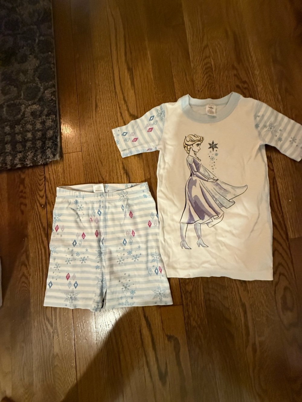 Hanna Andersson White and Light Blue Frozen Elsa Pajama Set